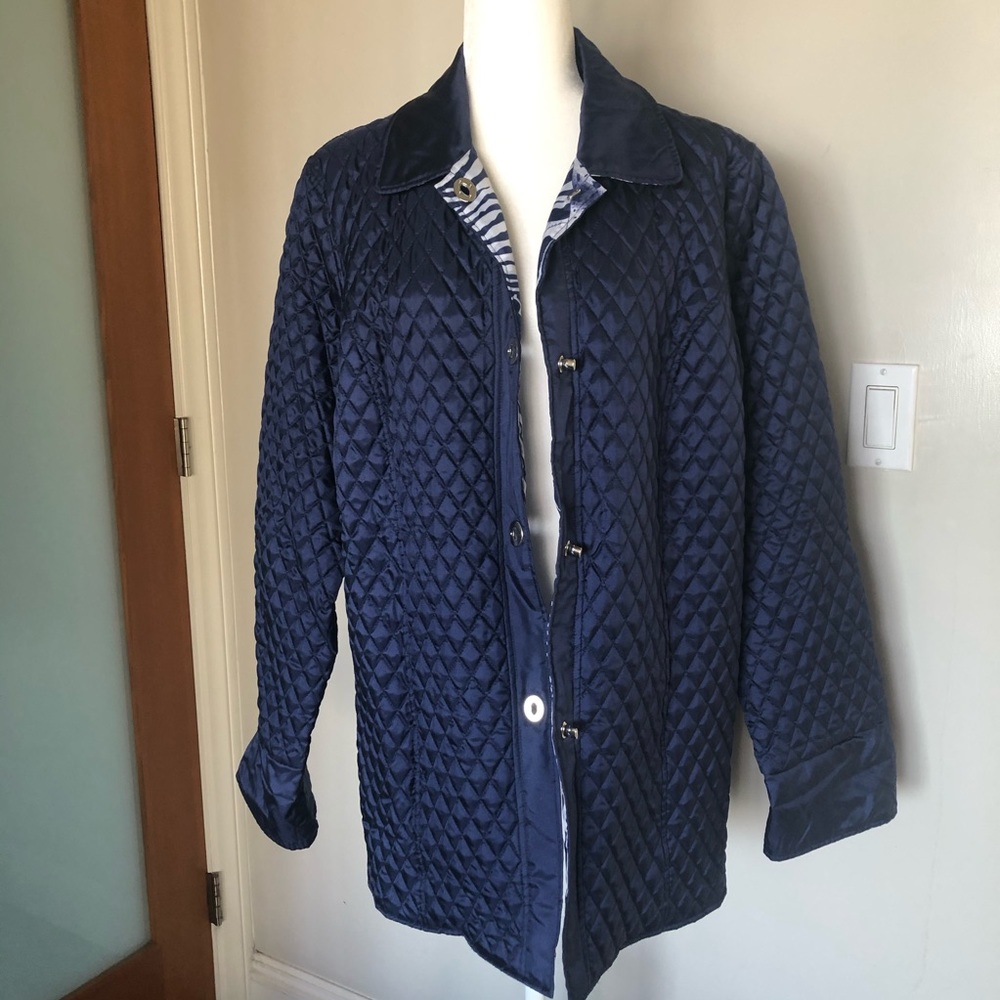 DENNIS BASSO blue silk quilted jacket